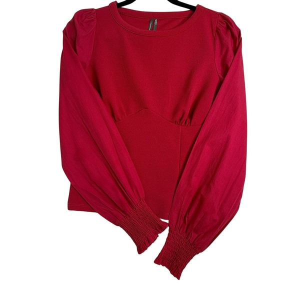 By Anthropologie Women'S XS Blouse Crepe Smocked Structured Pink Smocking - Picture 3 of 7